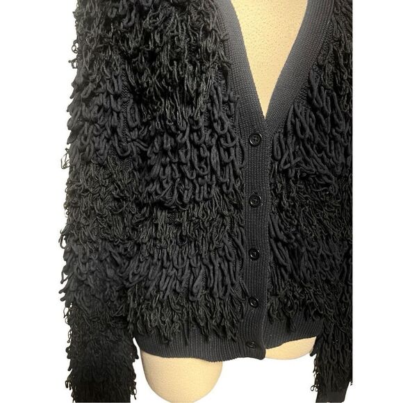 Maeve Anthropologie Larissa Fringed Loop Navy Cardigan Sweater XS - Picture 5 of 5